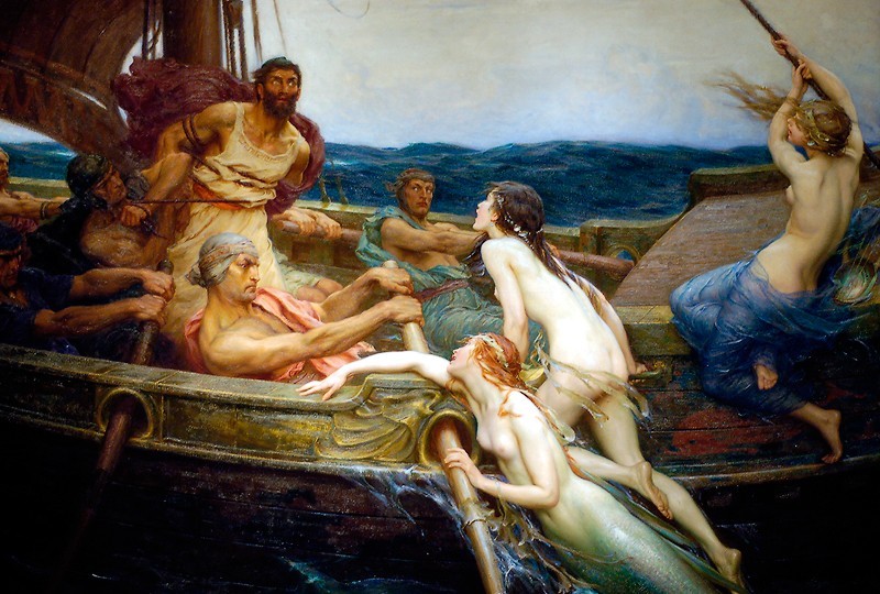 Odysseus and the Sirens by Herbert James Draper, c. 1909.
